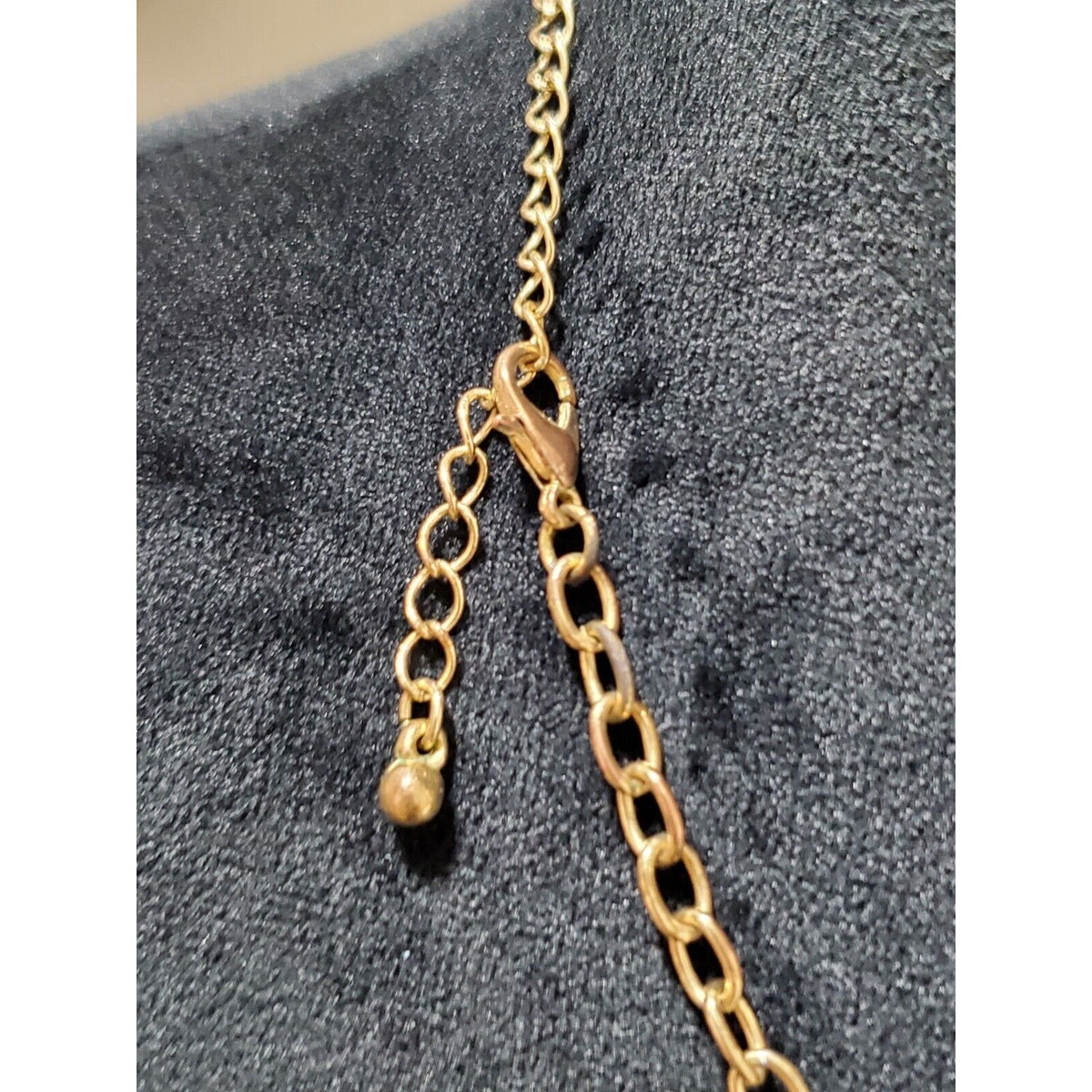 Women's Vintage Blue Rhinestone Gold Chain Statement Necklace