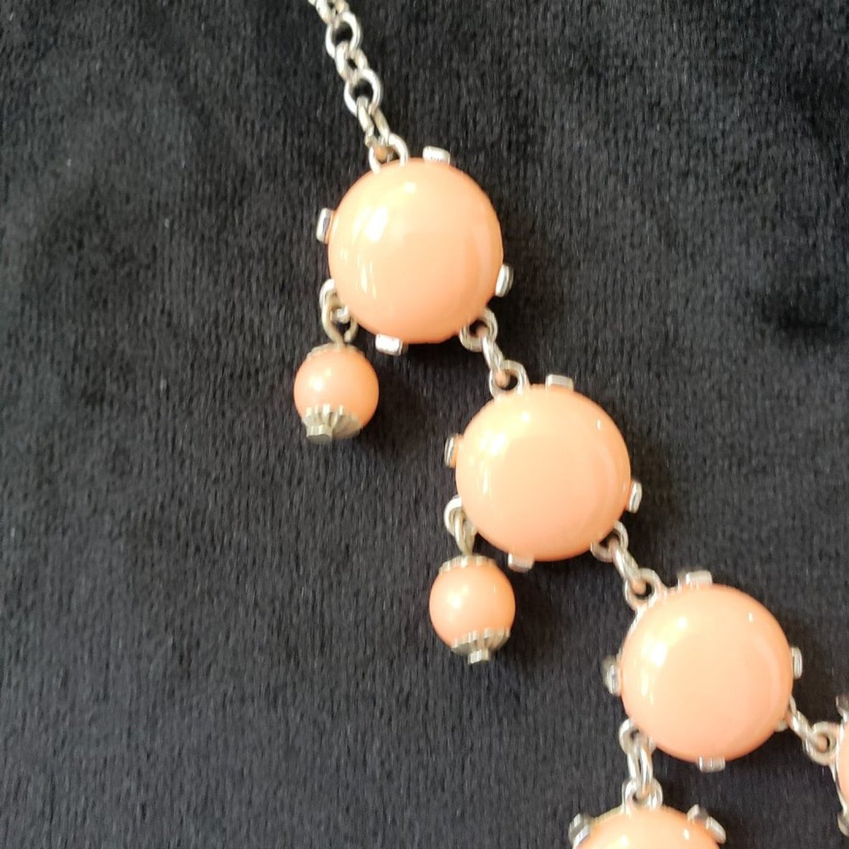 Womens Fashions Peach Silver Beaded Gemstone Collar Necklace with Lobster Clasp