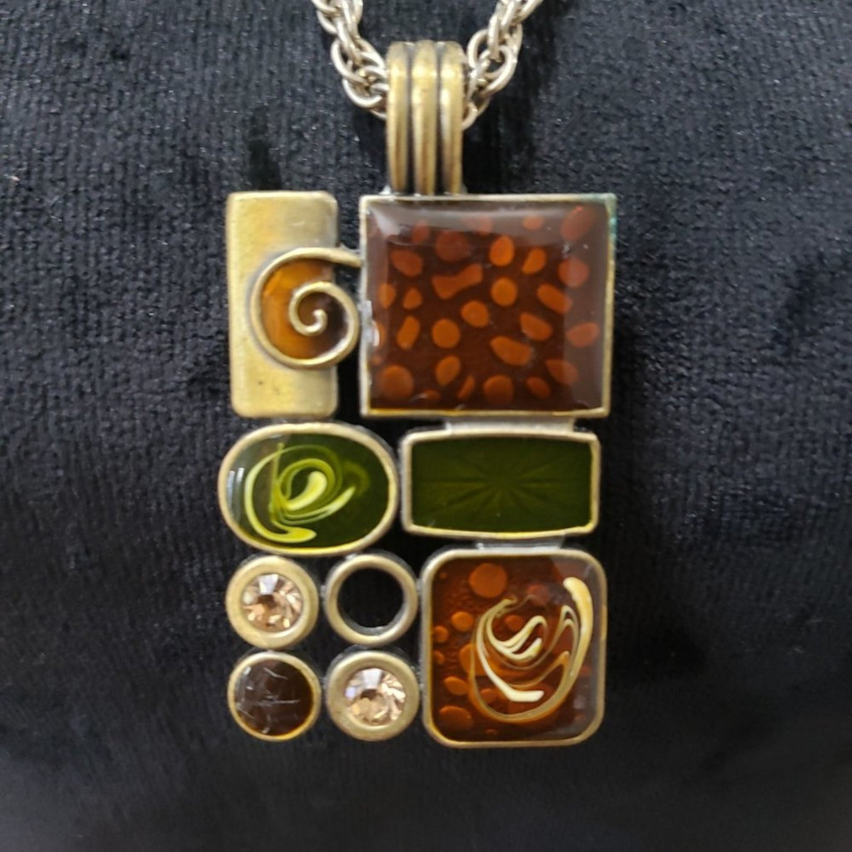 Women's Premier Designs Rectangular Gallery Pendant Antique Brass Tone Necklace
