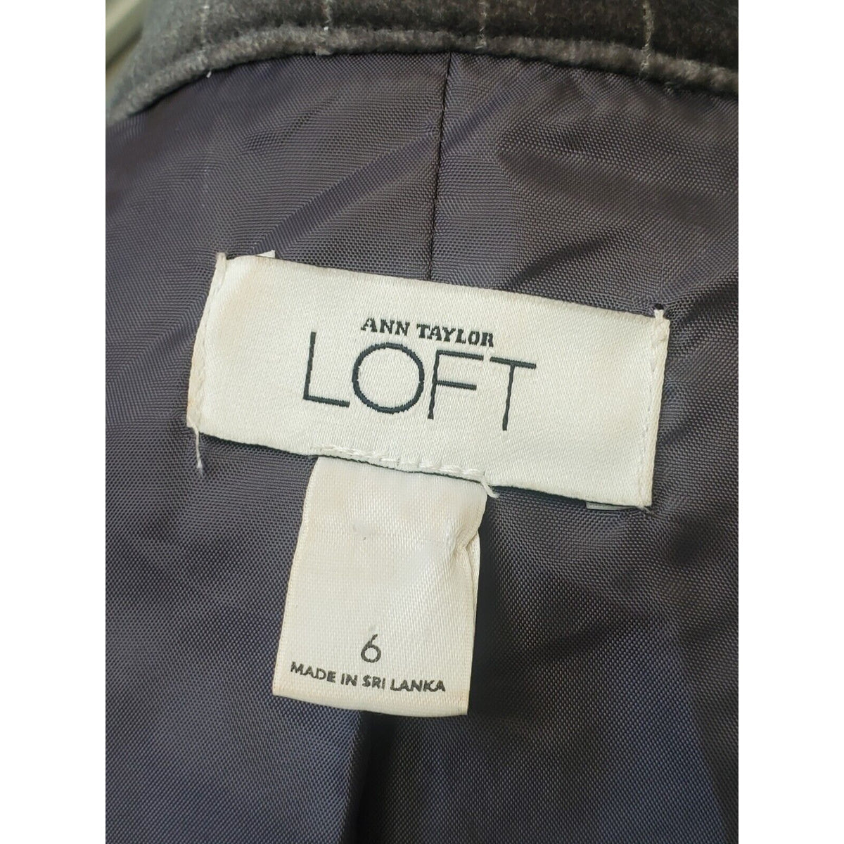 Loft Ann Taylor Gray Striped Mock Neck Velvet Long Sleeve Blazer Jacket Size 6