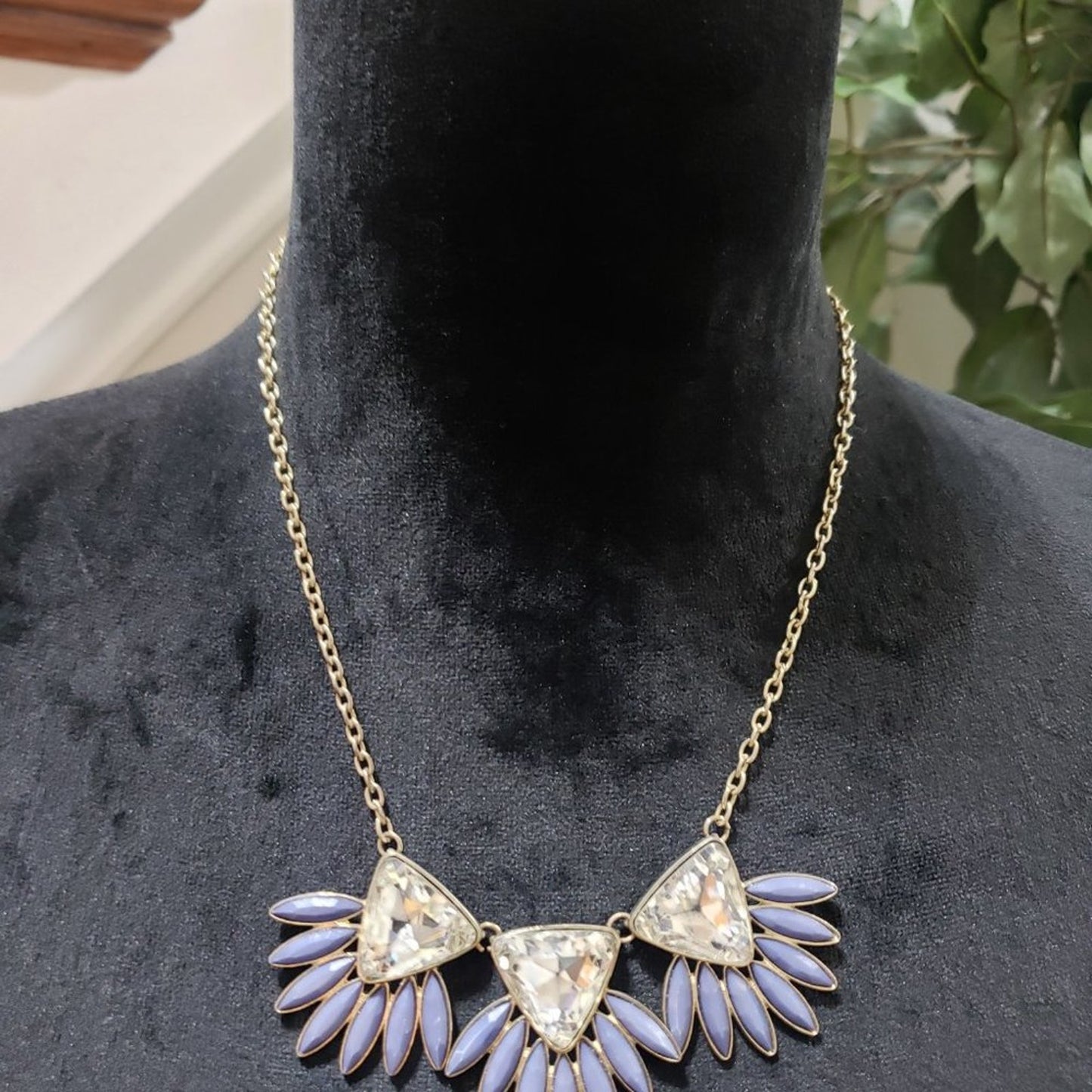 Womens Crystal Stones Purple Tear Drop Pendant Fashion Necklace