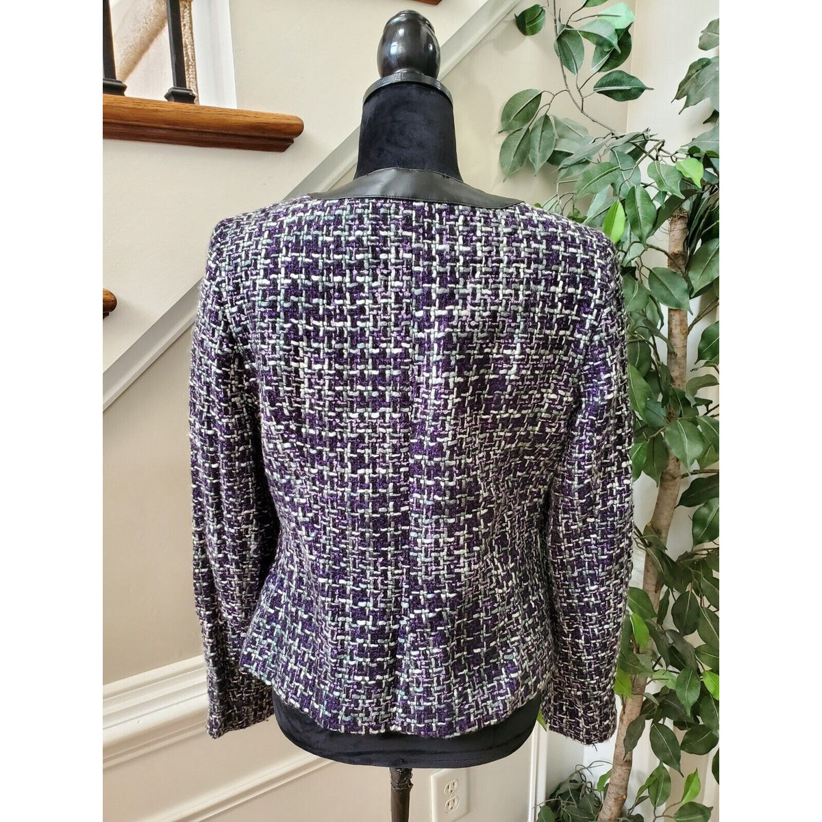 Zac & Rachel Women Purple 100% Acrylic Long Sleeve Button Front Jacket Blazer 8