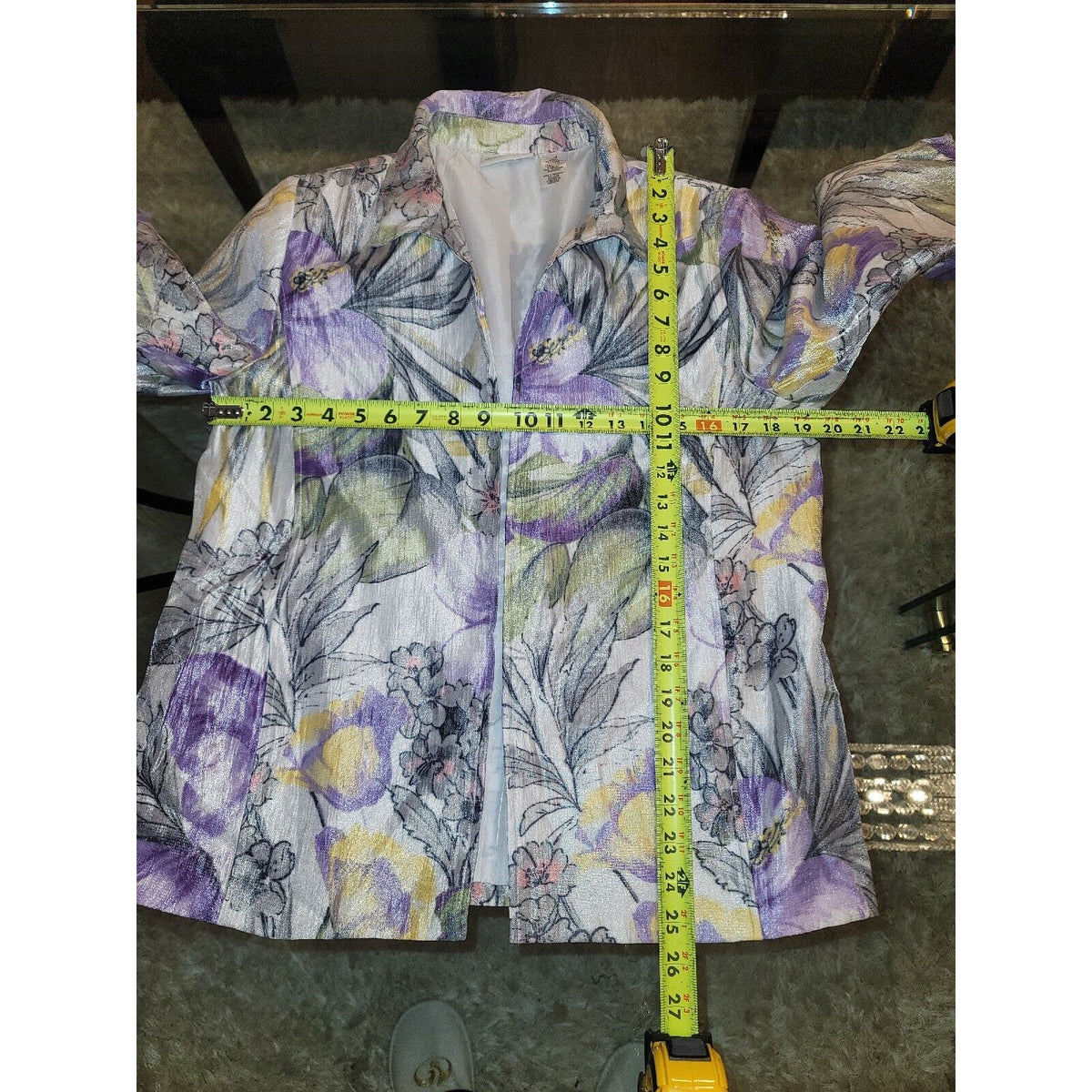 Alfred Dunner Women's Multicolor Floral Rayon Open Front Jacket Blazer Size 10