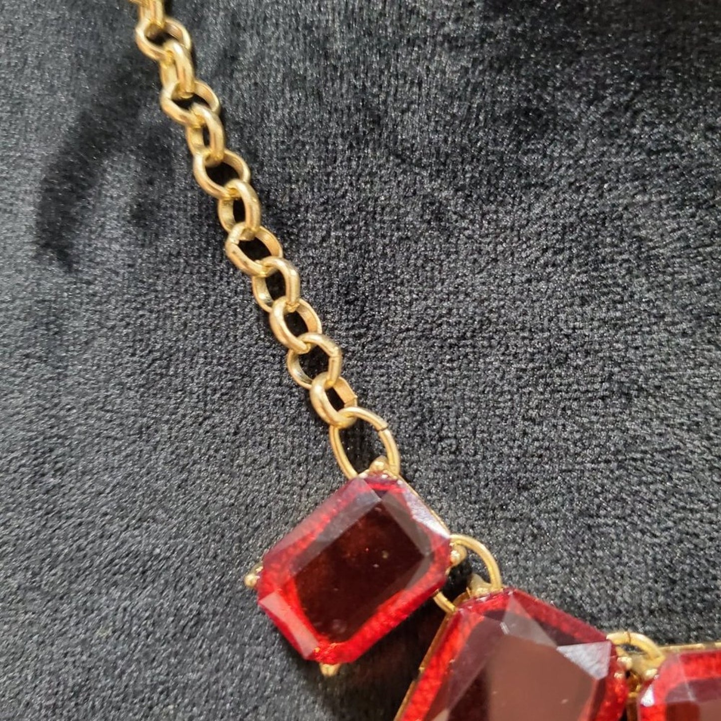 Womens Gold Plated Stylish Red Stone Studded Fashion Jewelry Necklace