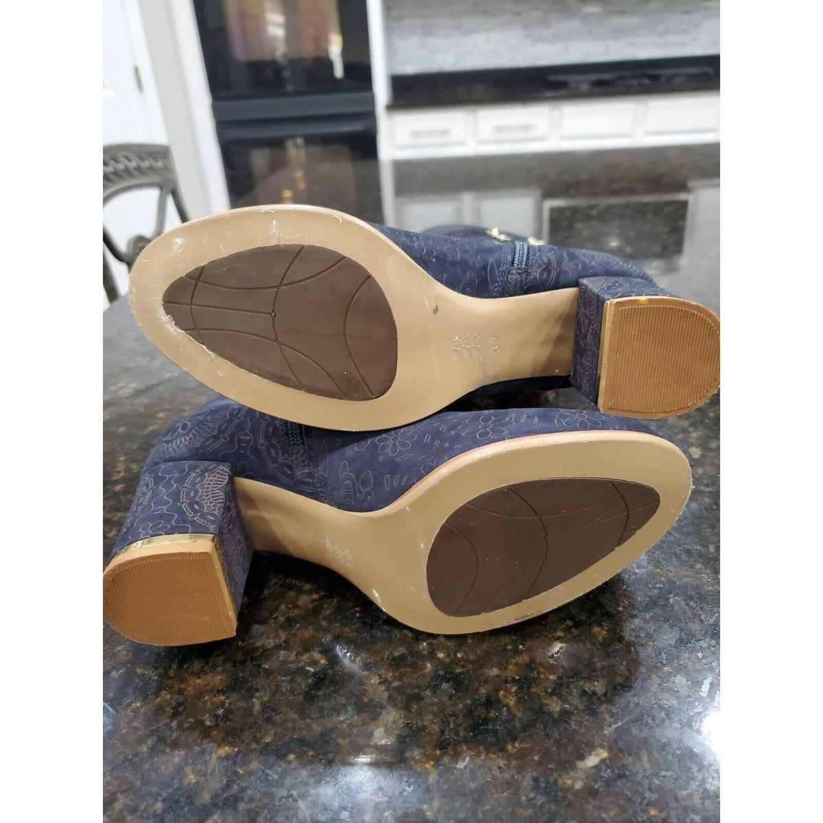 BATE Women's Blue Mid-Calf Modern Western Cowboy Chunky Heel Boot Size 37