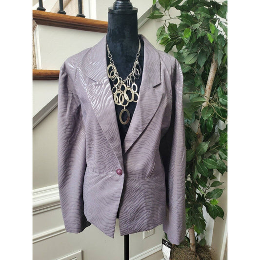 T. Milano Purple 100% Polyester Long Sleeve Single Breasted Blazer Size 22W