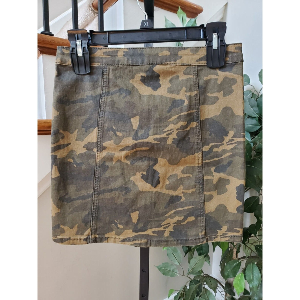 American Bazi Women's Camouflage Cotton Button Front Straight Mini Skirt Small