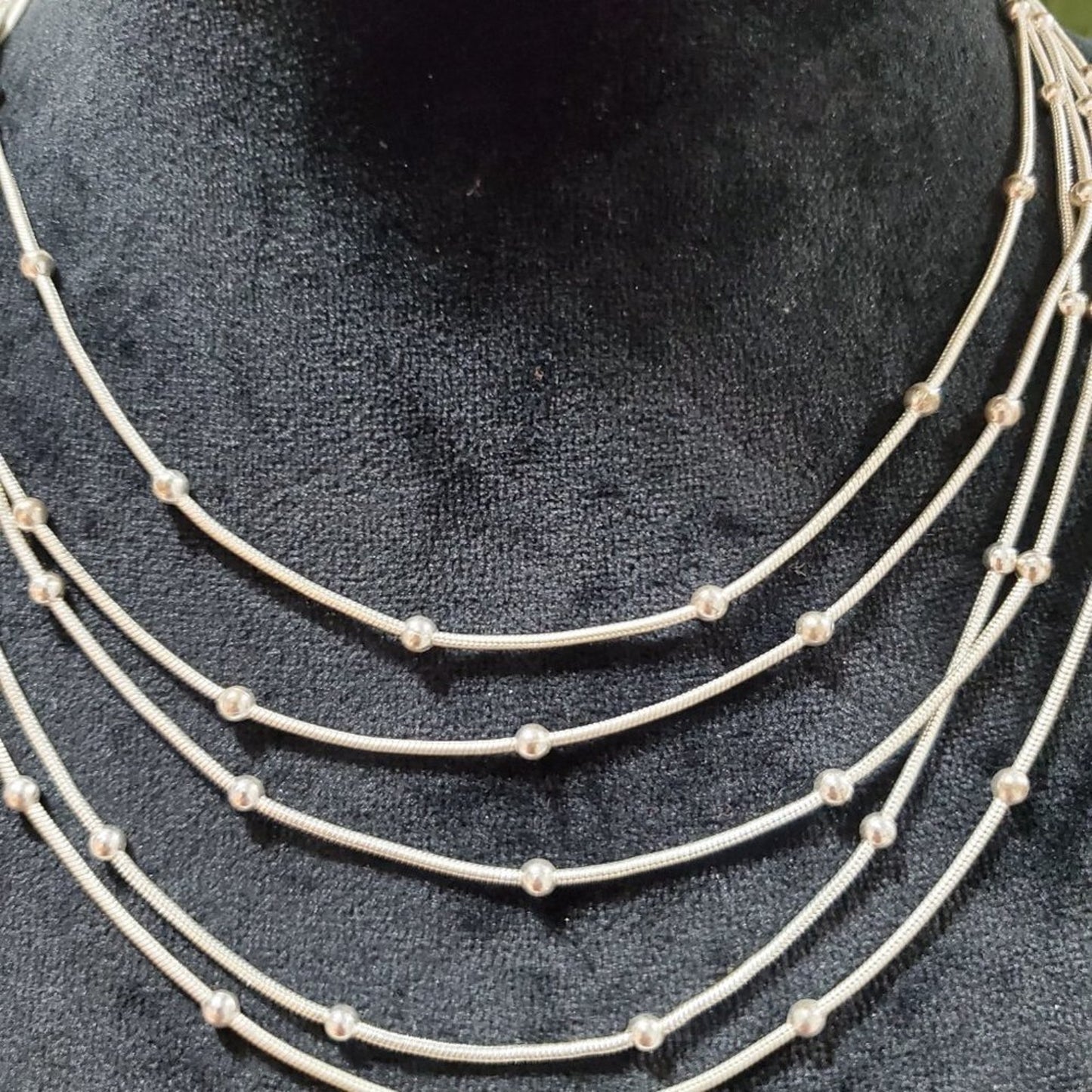 Women's Gold Multilayer Round Beaded Fashion Jewelry Necklace