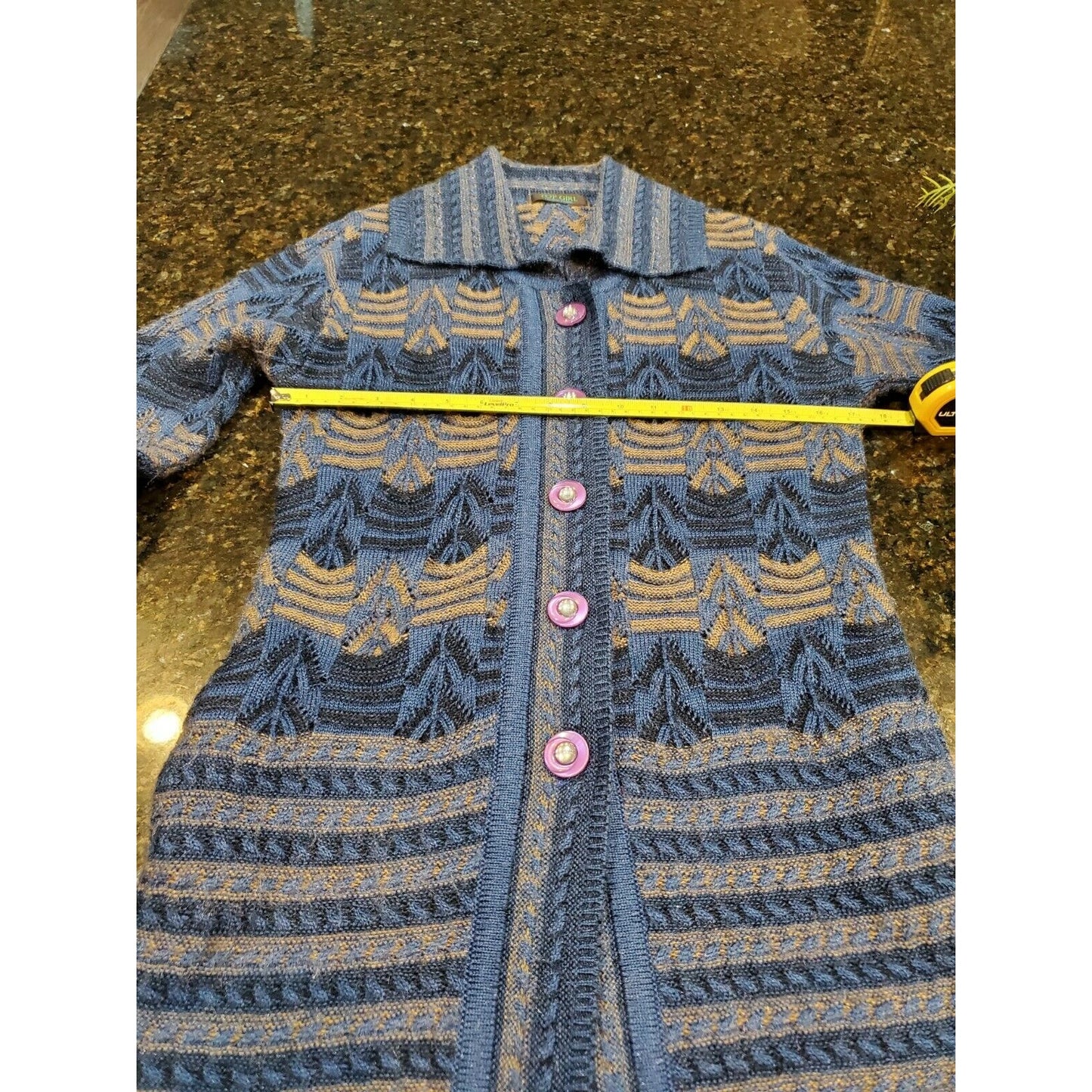 Vintage Top Girl Multicolor Blue Cotton Long Sleeve Button Casual Sweaters M