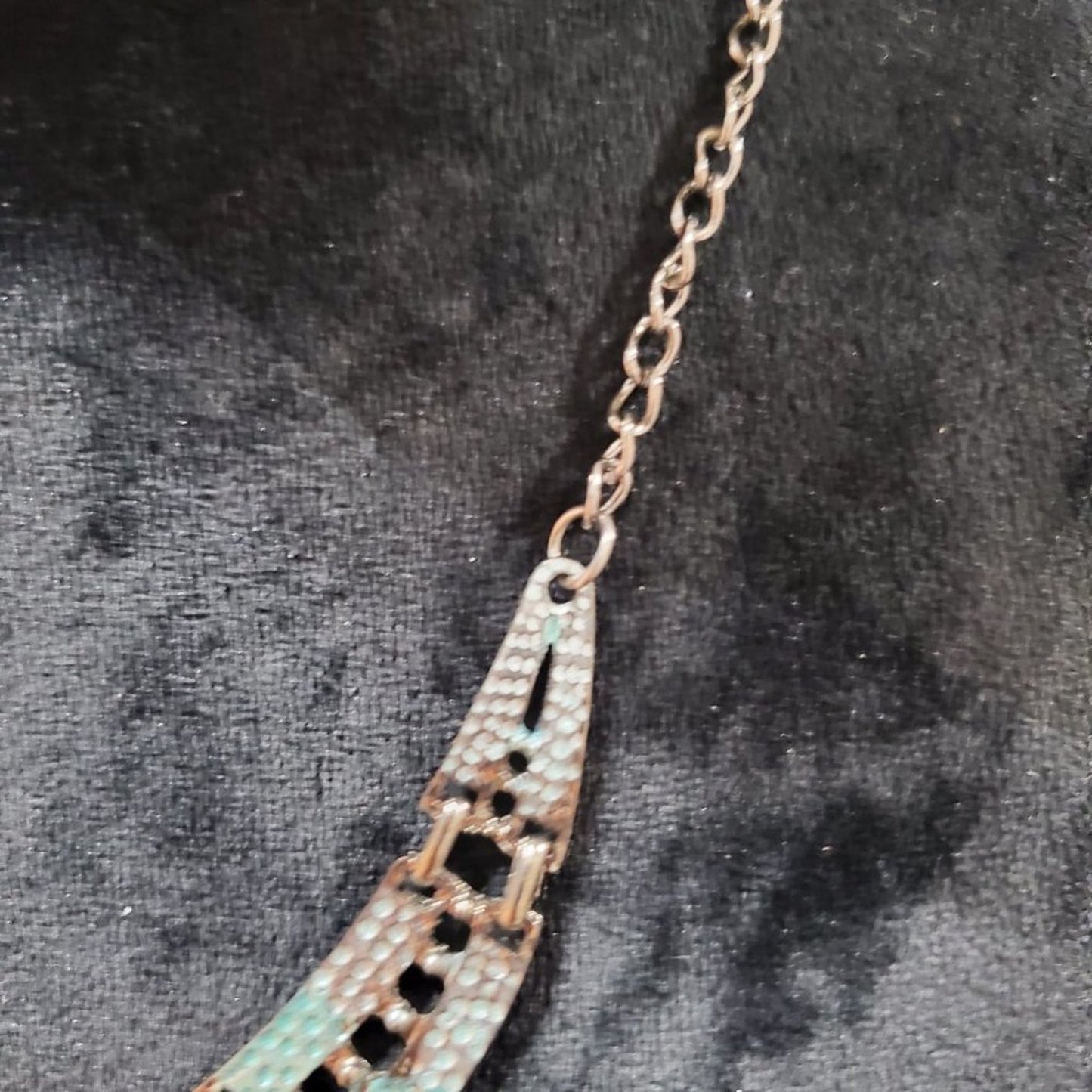 Women's Blue Water Drop Charm Beaded Gold Chain Pendant Necklace
