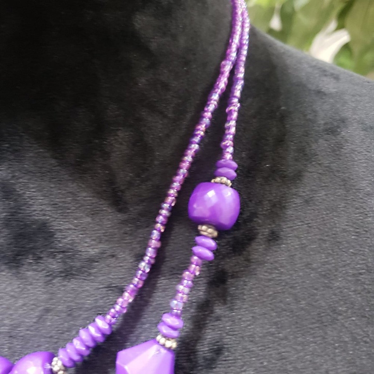 Women's Purple Round Shape Double Layer Beaded Fashion Necklace