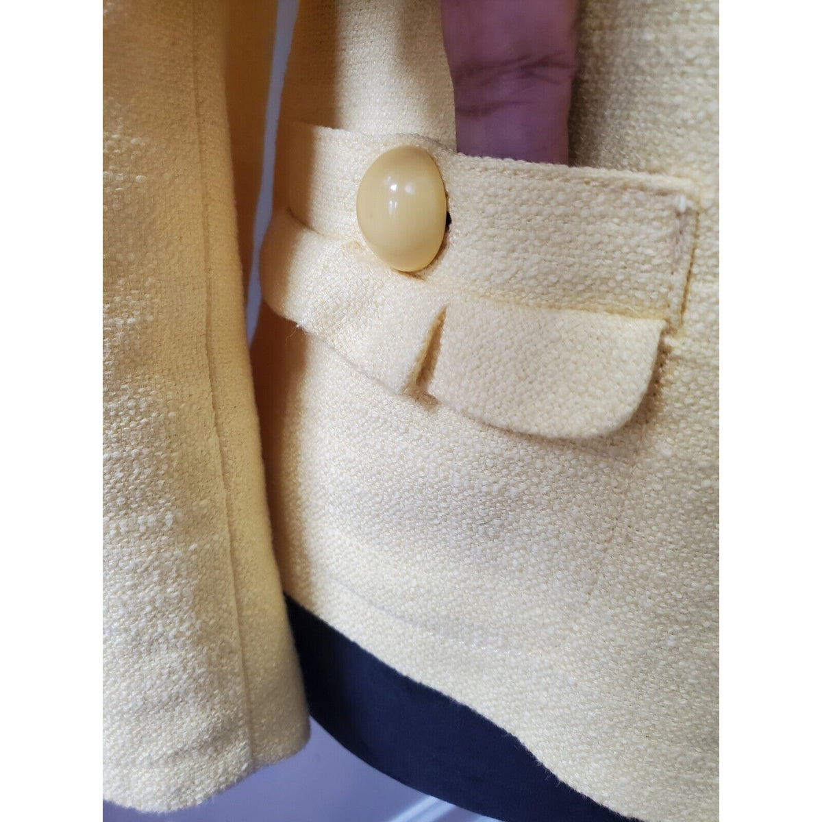 Talbots Women's Yellow Cotton Long Sleeve Casual Button Front Jacket Blazer 14P