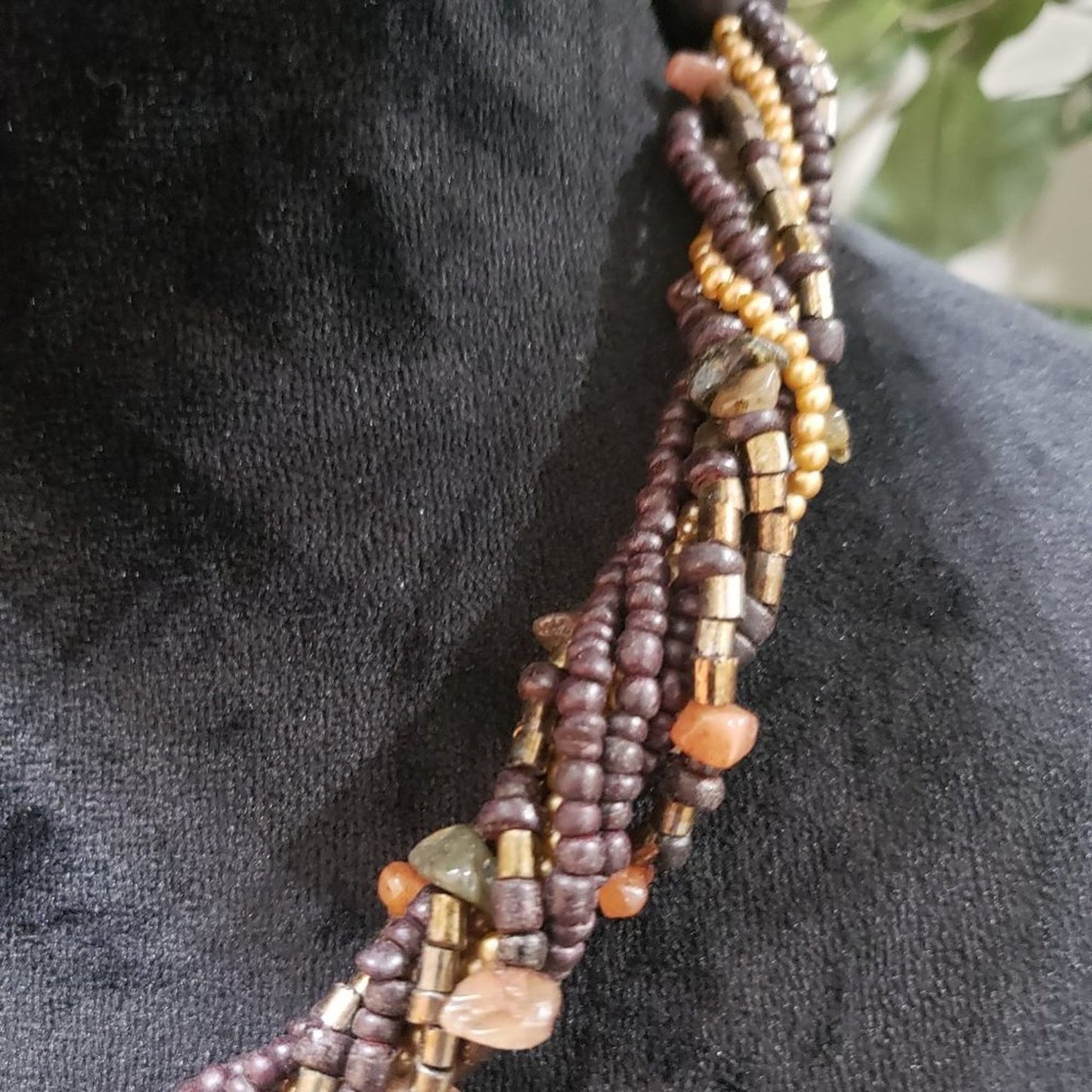 Coldwater Creek Women's Gold & Brown Multilayer Round Twisted Beaded Necklace