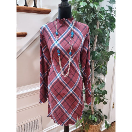 So Women's Multicolor Polyester Mock Neck Long Sleeve Knee Length Dress Size 2XL