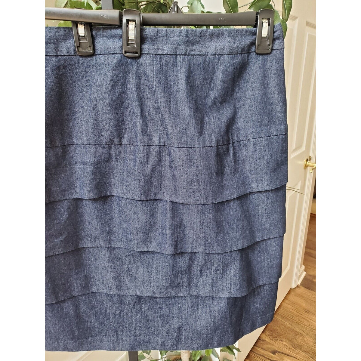 Larry Levine Womens Blue Cotton Stretch Side Zip Straight Knee Length Skirt 20W