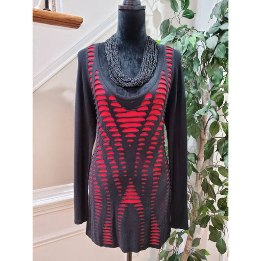 Ashley Stewart Women Black Rayon Scoop Neck Long Sleeve Pullover Knit Sweater 12