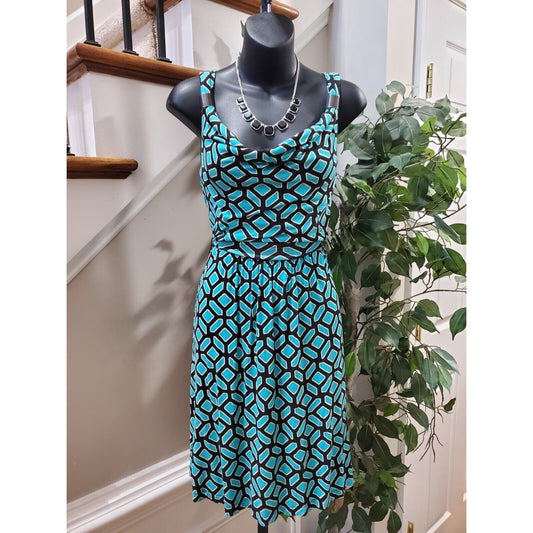 Apt. 9 Women Black & Blue Rayon Scoop Neck Sleeveless Knee Length Dress Size XS