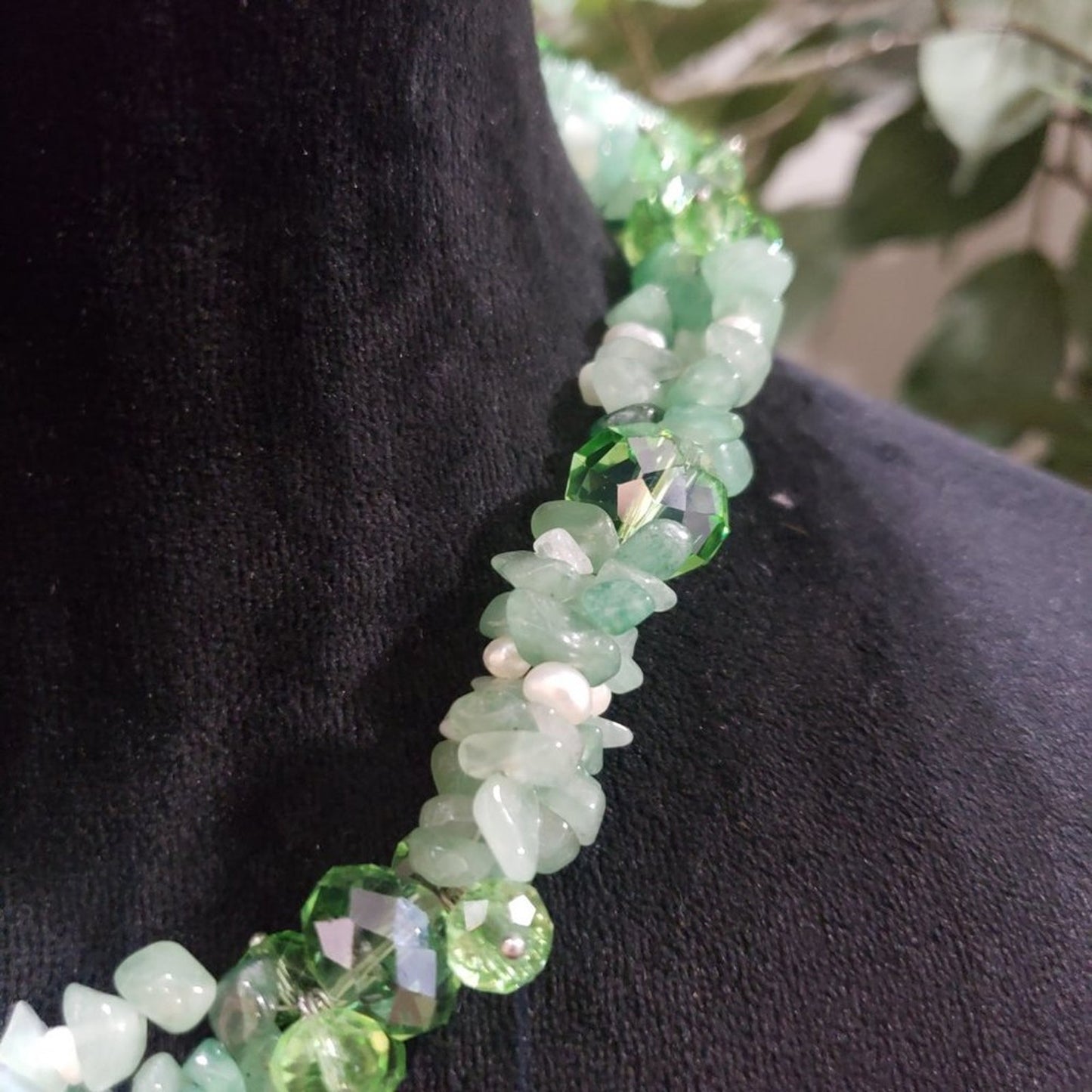 Women's Green Aventurine Chip & Beaded Necklace