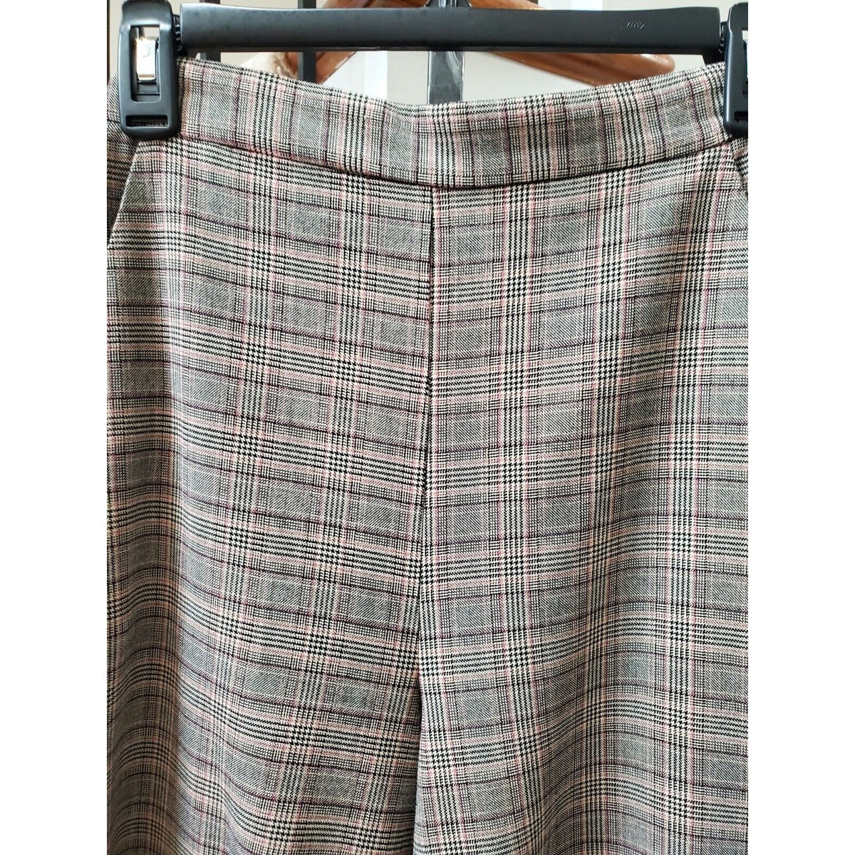 BCBG Generation Gray Plaid Polyester Elastic Waist Wide Leg Culotte Pant XS