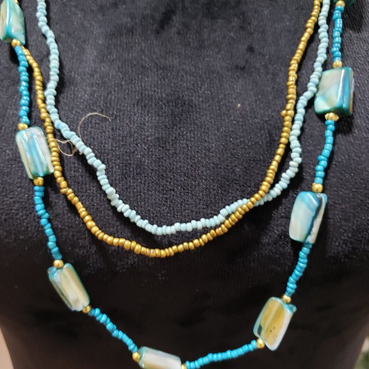 Womens Modern Fashion Layering Summer Turquoise Beaded Charm Teardrop Necklace