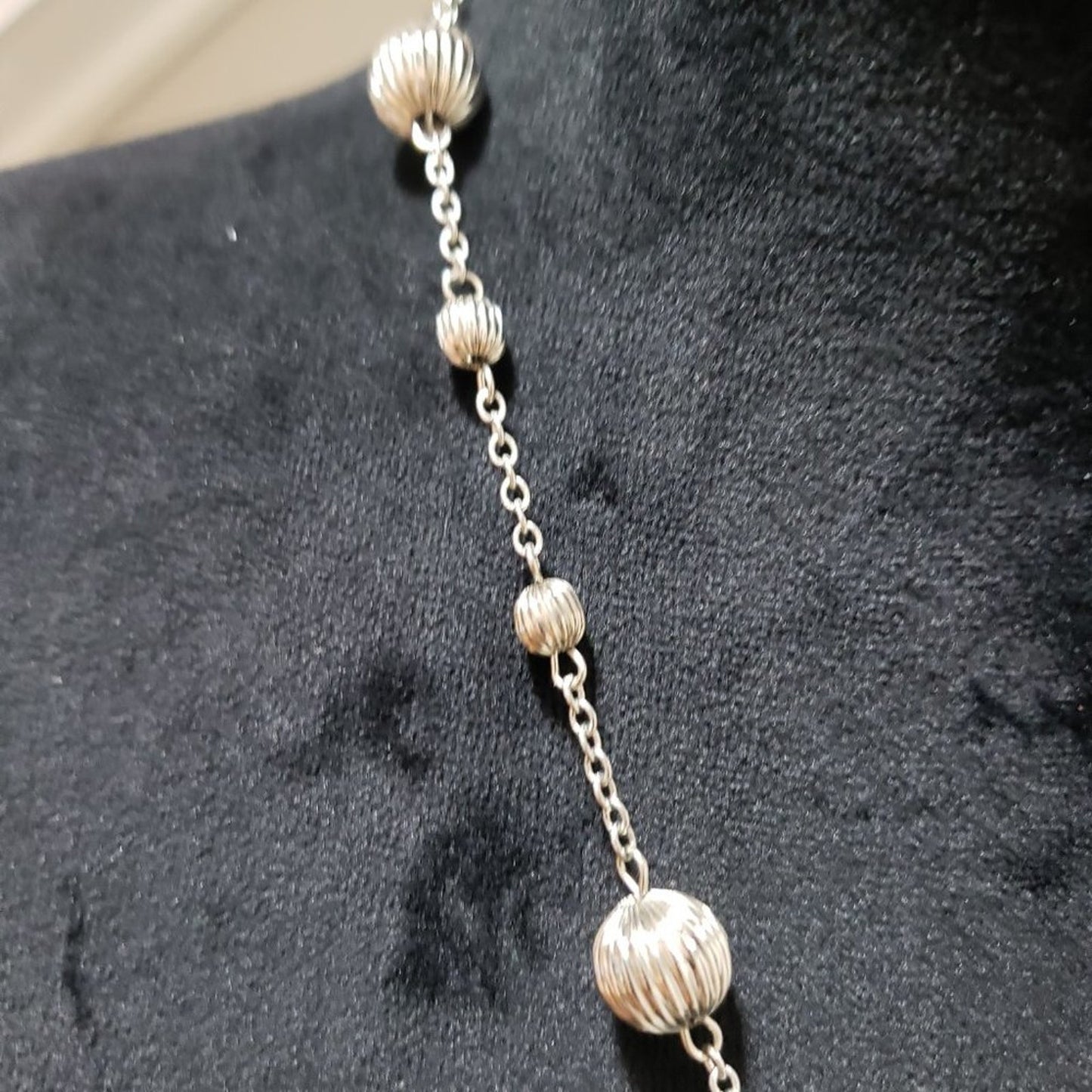Women's Silver Stones Ball Tassel Chain Stylish Necklace