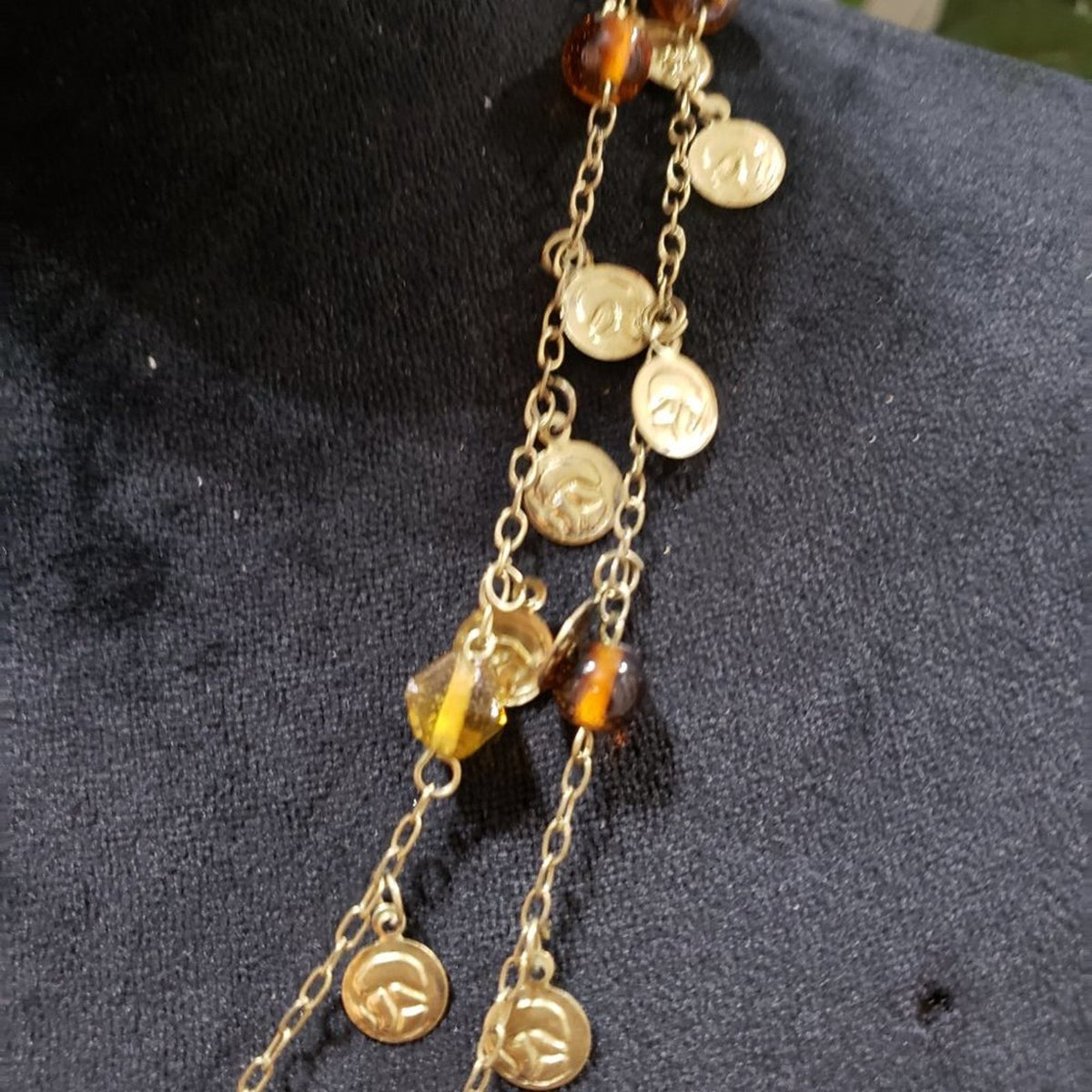 Womens Fashions Gold Tone Chain Multicolor Round Stones Collar Pendant Necklace