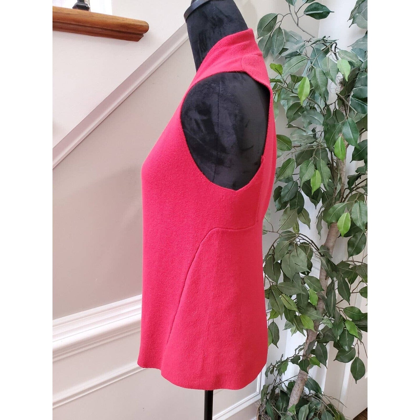 Chico's Women's Red 100% Cotton Sleeveless Open Front Cardigan Sweater Size S