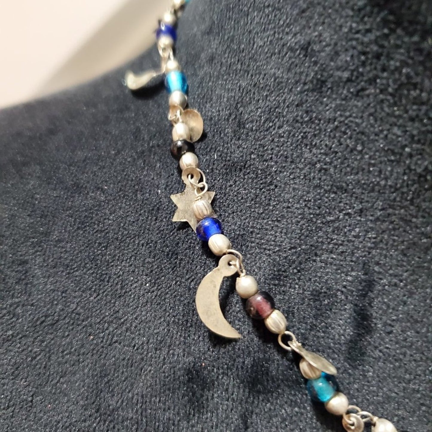 Womens Gold Rainbow Heart Gems Moon Night Pendant Necklace