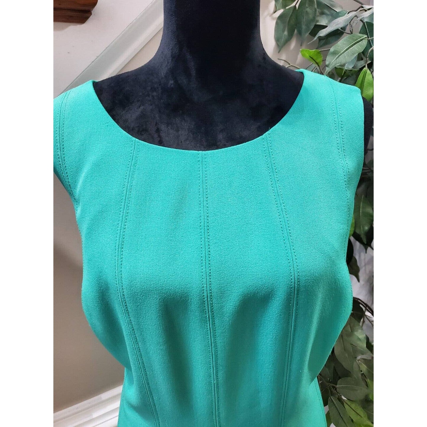 Jones New York Women Blue Polyester Round Neck Sleeveless Knee Length Dress 14W