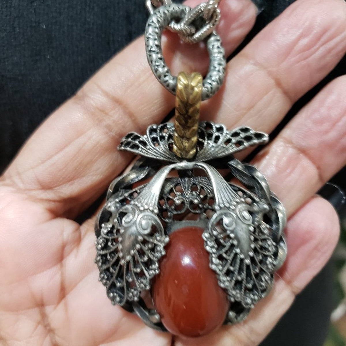 Womens Fashion Red Gemstone Teardrop Pendant Necklace with Lobster Clasp