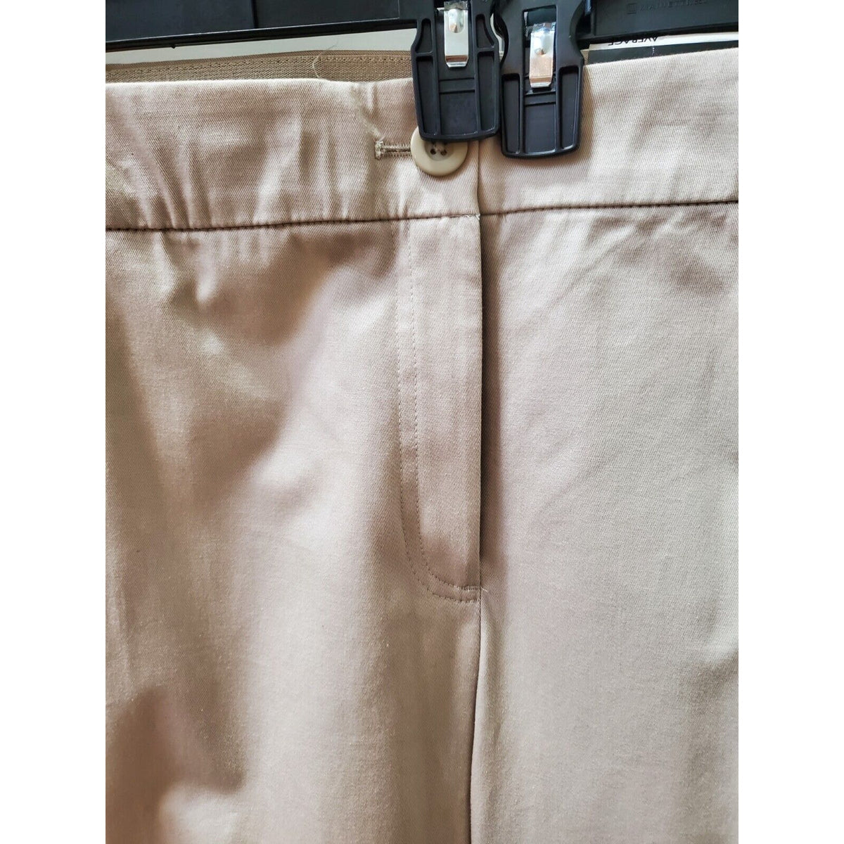 Kim Rogers Womens Beige Solid Cotton Straight Leg Casual Stretch Pants Size 22
