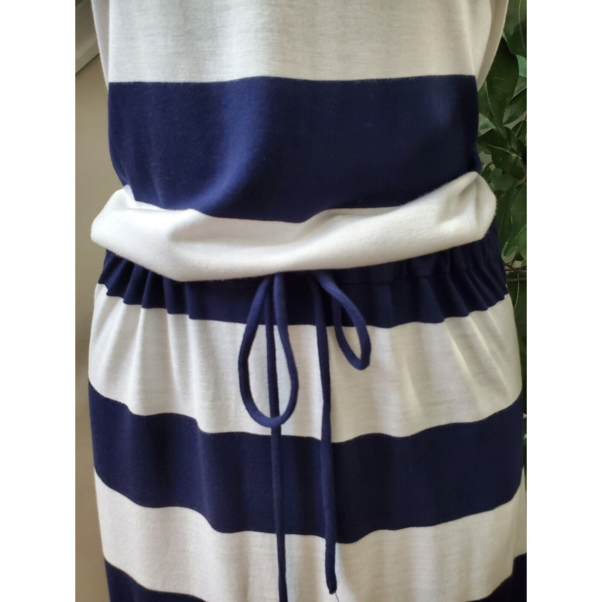 Gap Women's Blue & White Rayon Round Neck Sleeveless Casual Long Maxi Dress XS