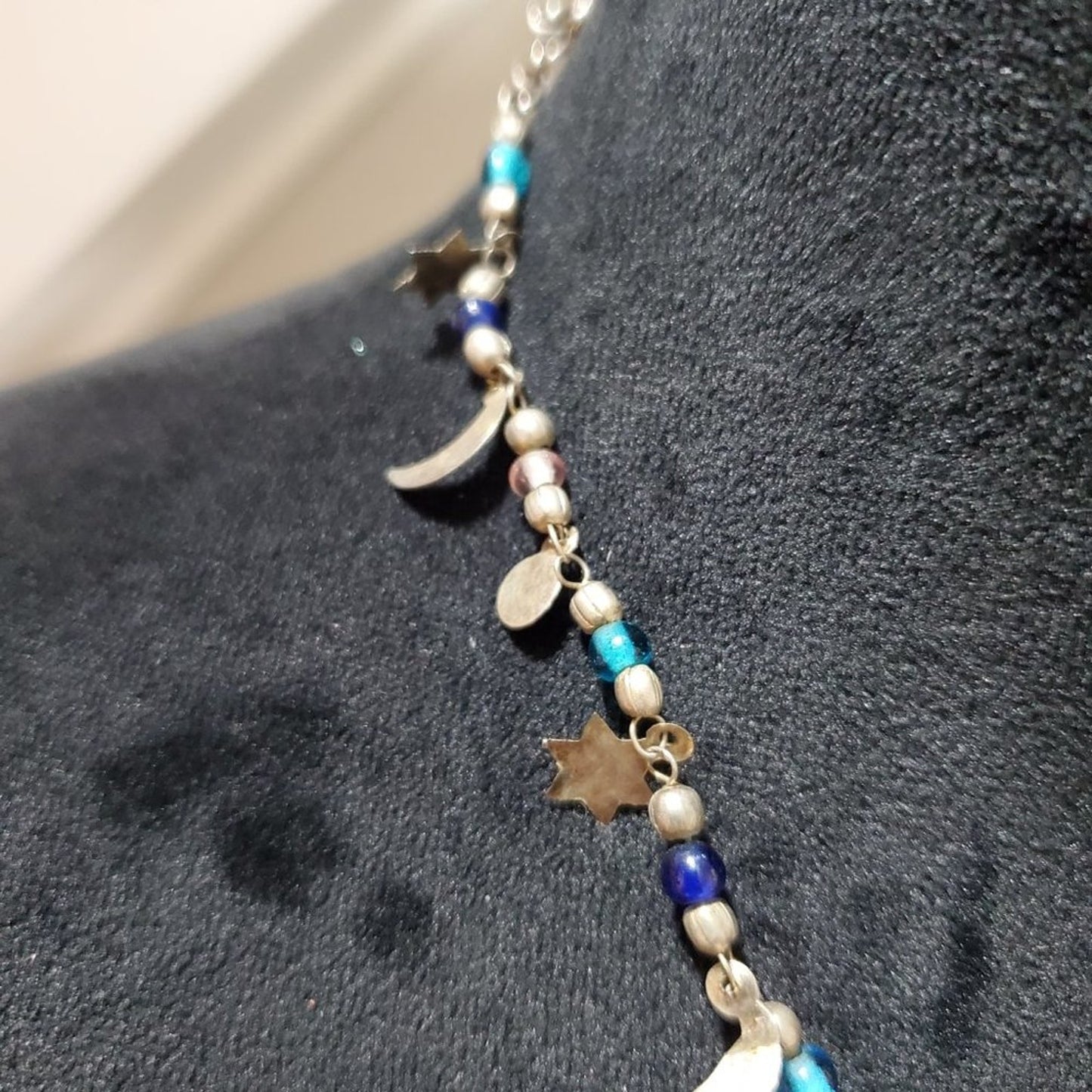 Womens Gold Rainbow Heart Gems Moon Night Pendant Necklace
