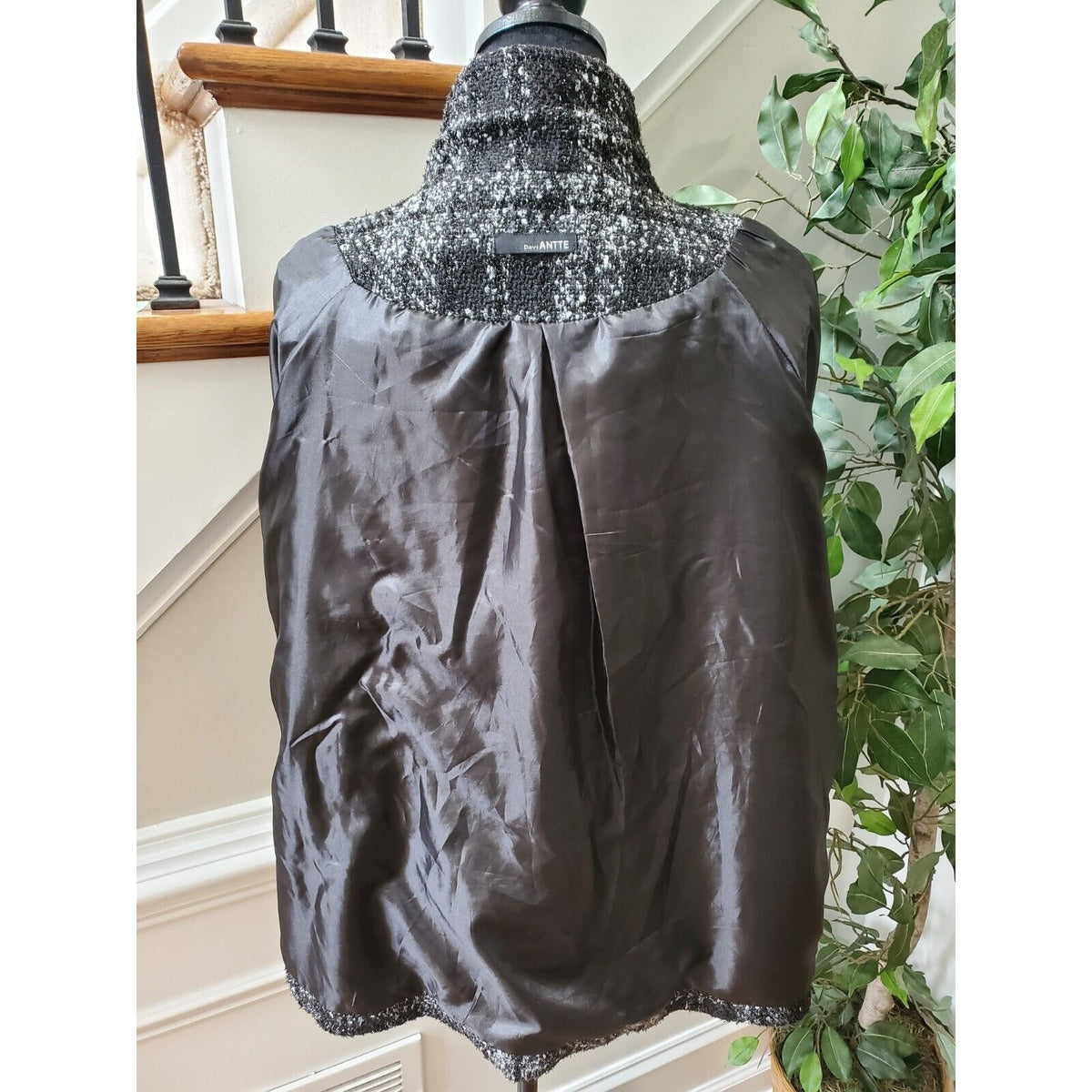 Davi Antte Women's Gray & White Plaid Long Sleeve Buttons Front Jacket Coat XL