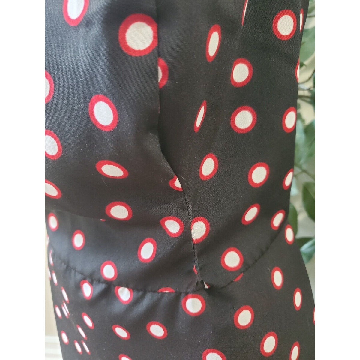 Studio I Black Red & White Polyester Round Neck Sleeveless Knee Length Dress 20W