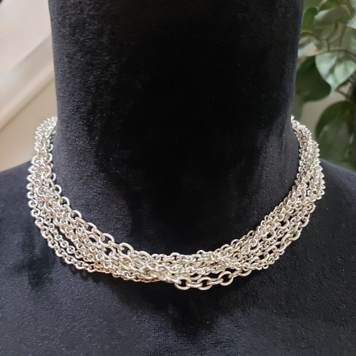 Women's Solid Multilayer Silver Link Chain Stylish Necklace