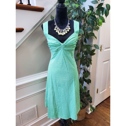 Calvin Klein Womens Green Cotton Sweetheart Neck Sleeveless Knee Length Dress S