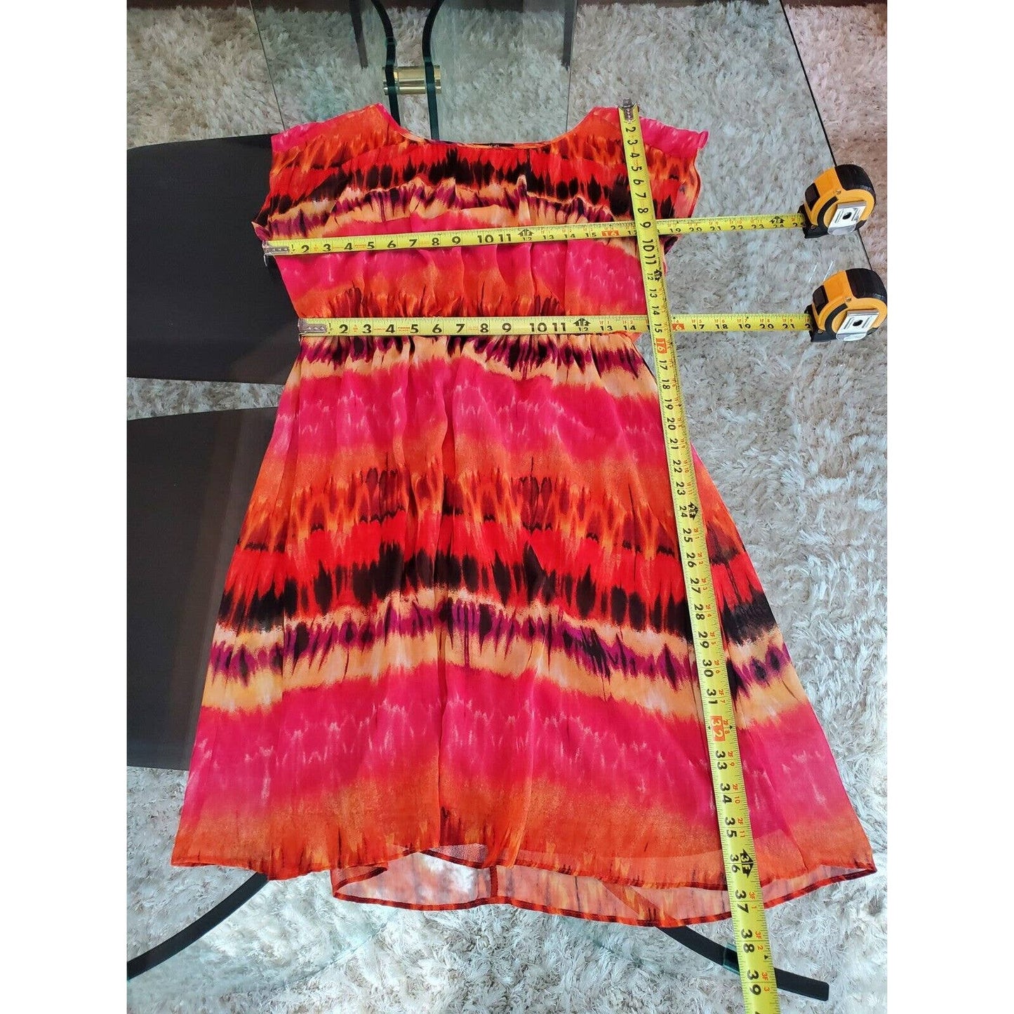 AGB Women Multicolor Polyester Round Neck Sleeveless Knee Length Dress Size 12