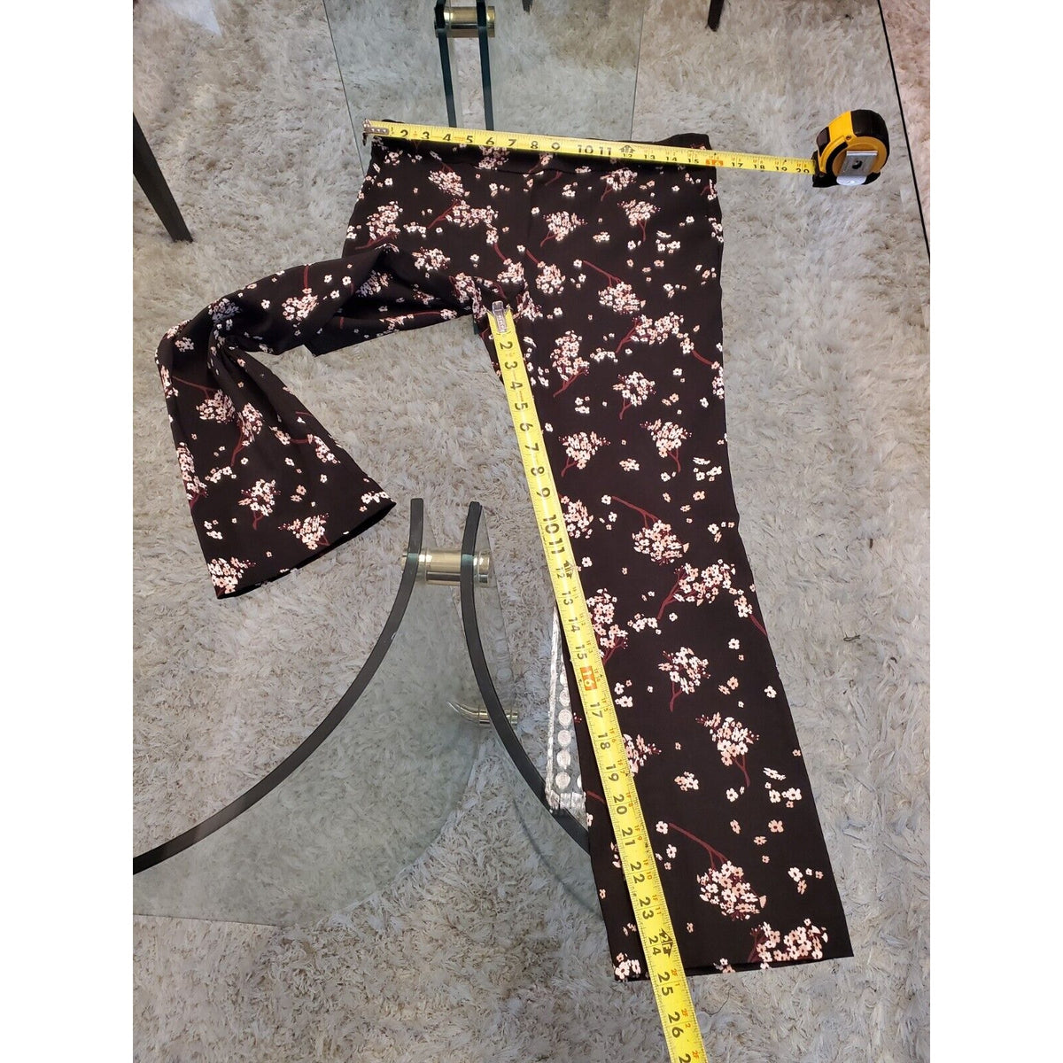 Jules & Leopold Womens Black Floral Rayon Mid Rise Straight Leg Casual Pant M