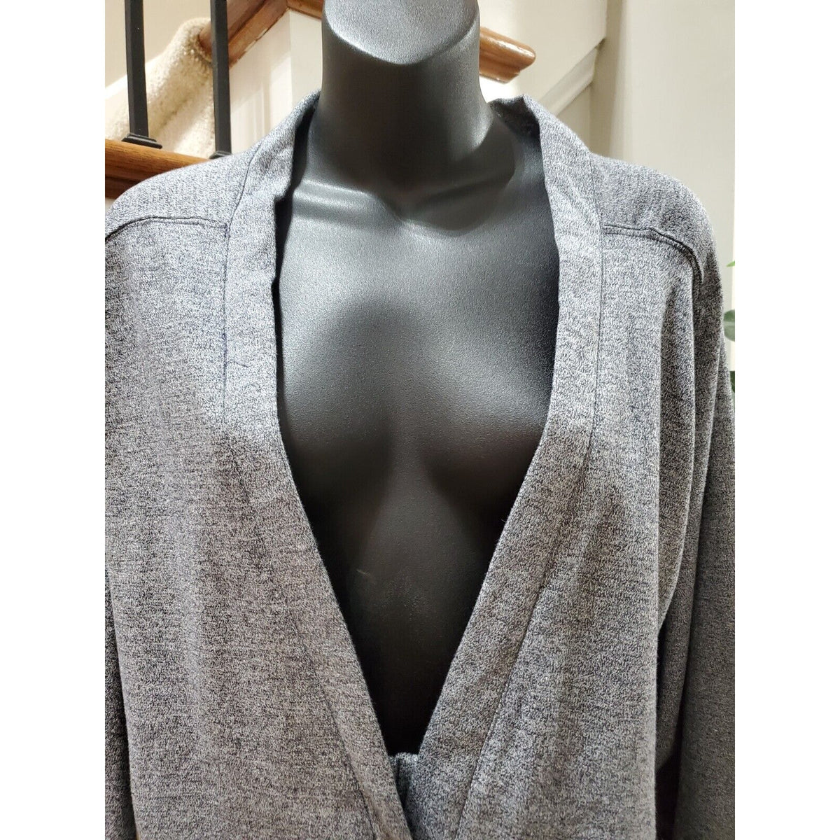 Royal Silk Womens Gray Single Breasted Top & Drawstring Trousers 2 Pcs Set Large