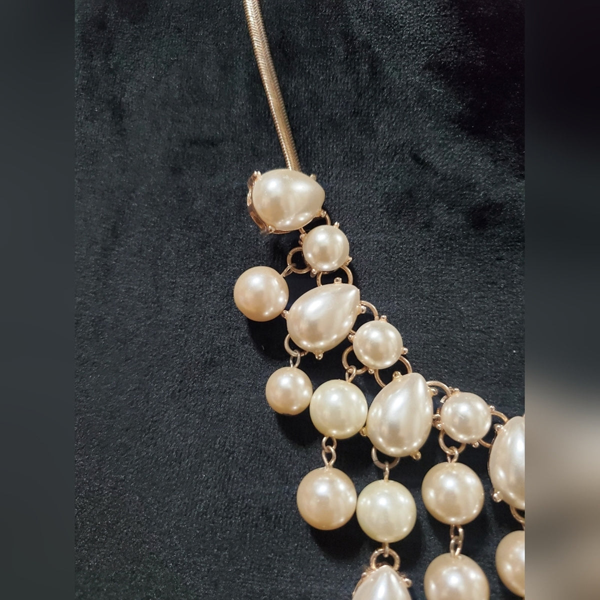 Vintage Gold Tone and White Stone Statement Necklace