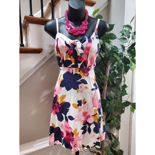 Old Navy Women's White Floral Sweetheart Neck Sleeveless Knee Length Dress XS