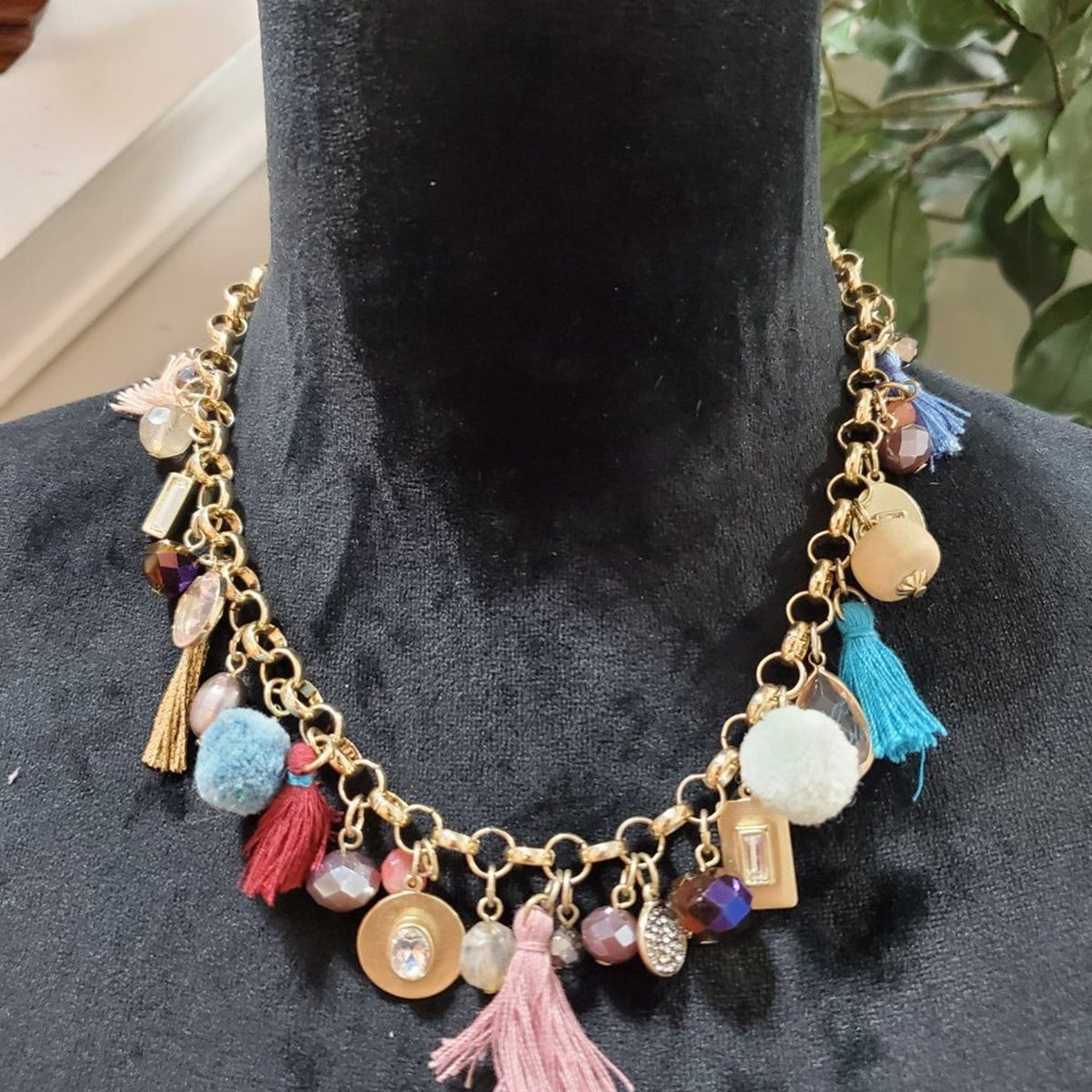 Womens Multi Pendants Coral Pearl Gold Plated Charm Statement Bohemian Necklace