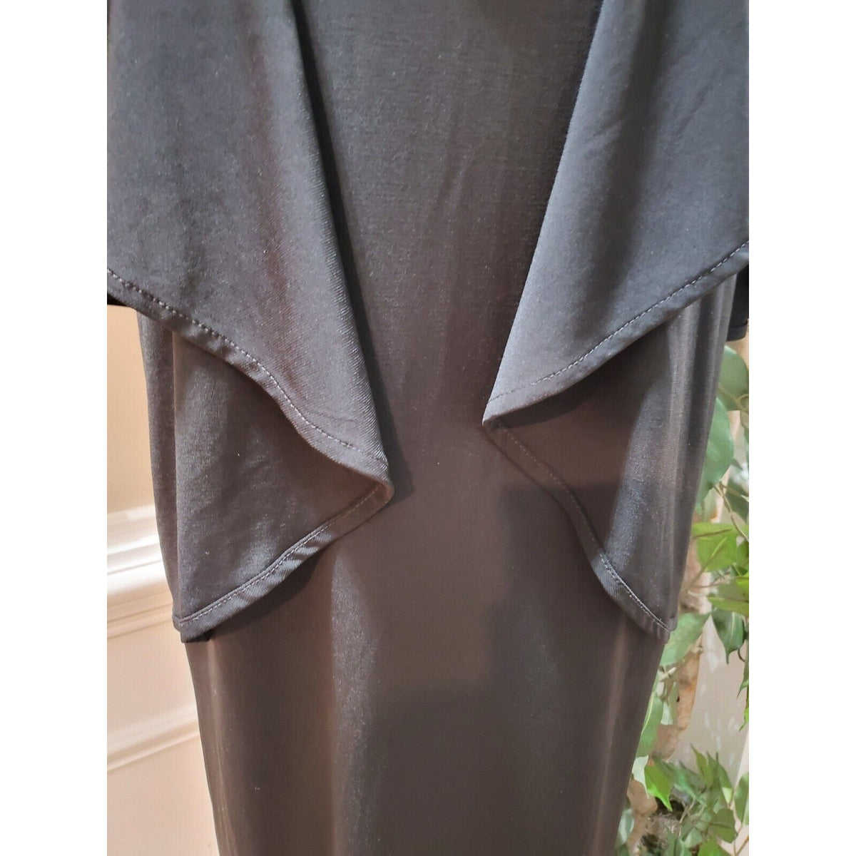 Another Thyme Women Black Solid Polyester Scoop Neck Half Sleeve Dress Size 2X