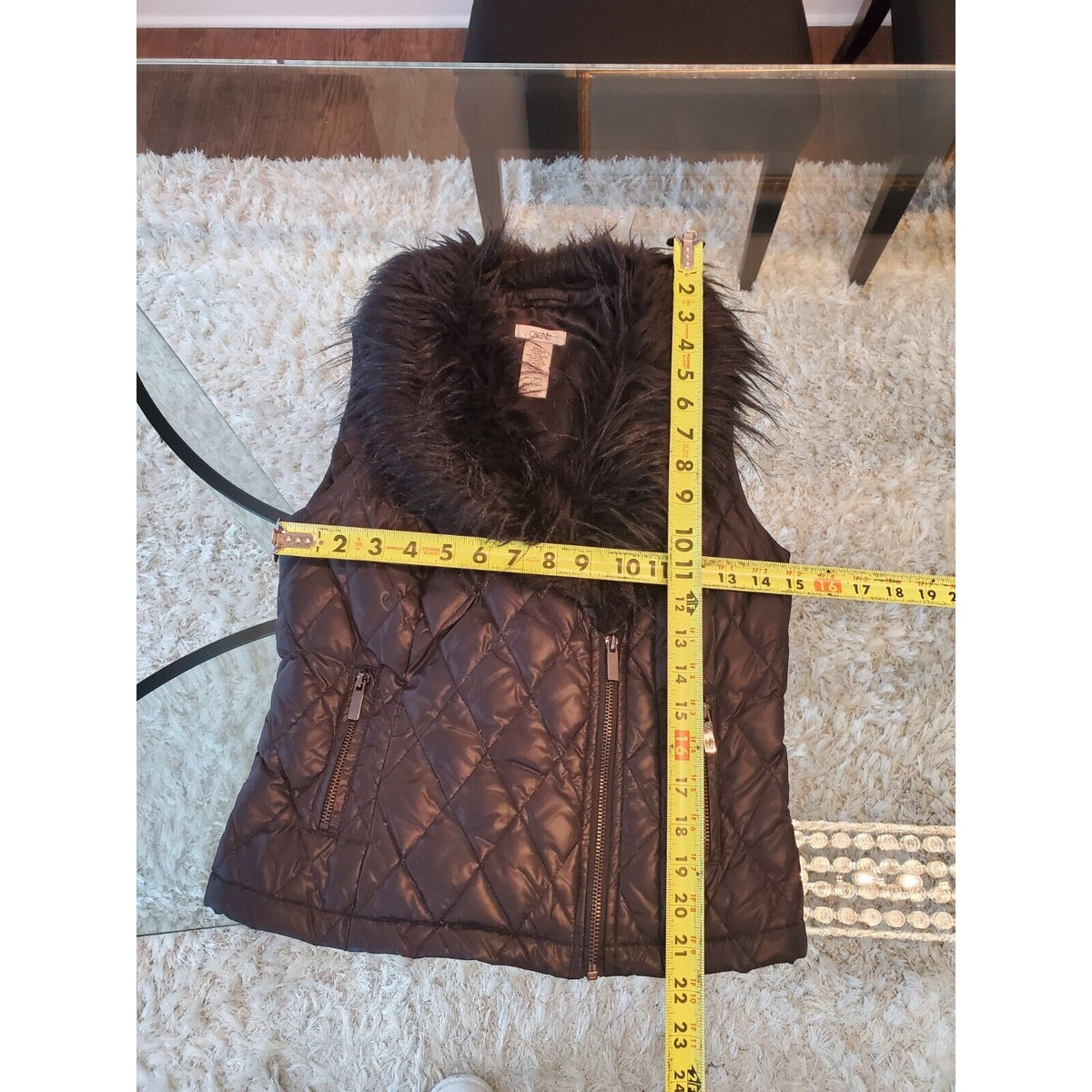 Cache Womens Black Fur 100% Nylon Sleeveless Full Zipper Casual Vest Size Small