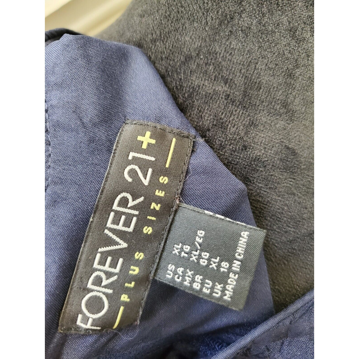 Forever 21 Women Navy Polyester Round Neck Back Zipper Knee Length Dress Size XL