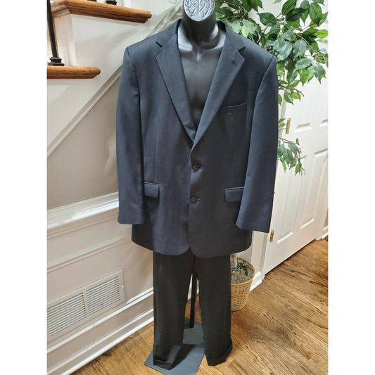 Jos. A Bank Men's Solid Black Polyester Two Button Blazer & Pant Suits Size 46