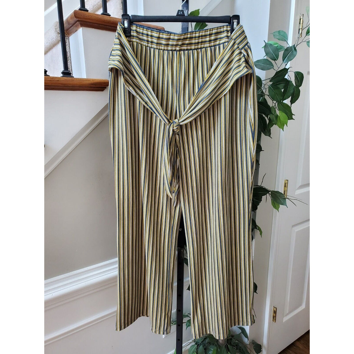 Est.1946 Women Multicolor Striped Polyester Drawstring Trouser Pants Size 18/20W