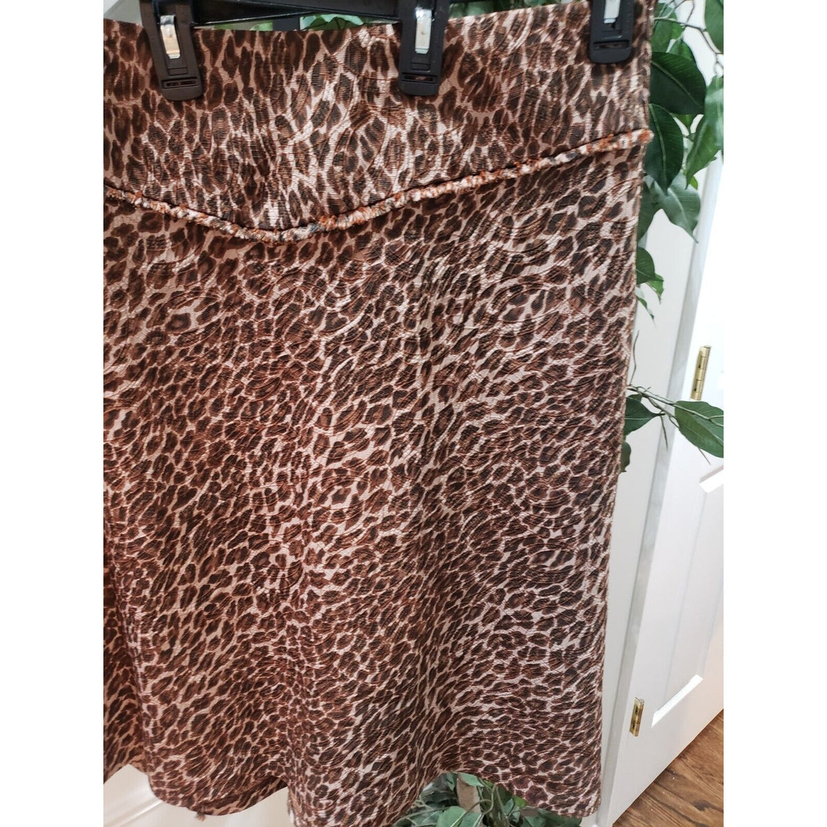 ECI Womens Brown Leopard Print Polyester Flat Front Casual Pencil Skirt Size 16W