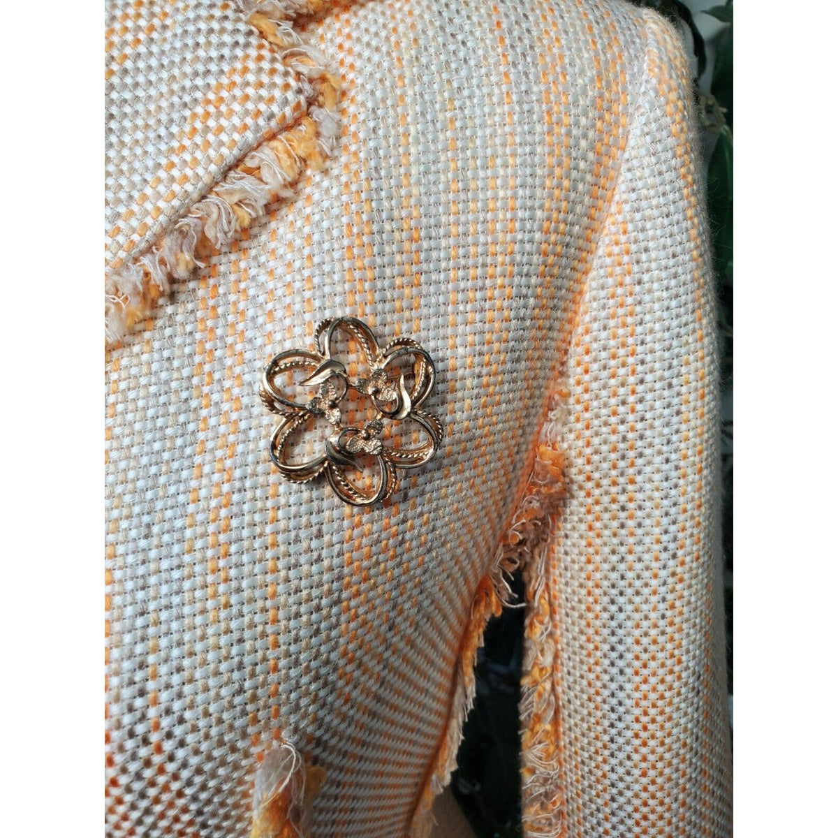 Larry Levine Yellow Long Sleeve Fringe Detailed Single Breasted Coat Size 8